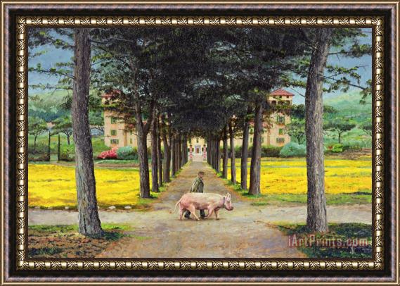 Trevor Neal Big Pig - Pistoia -Tuscany Framed Print