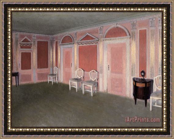 Vilhelm Hammershoi Interior in Louis Seize Style. From The Artist's Home. Rahbeks Alle Framed Print