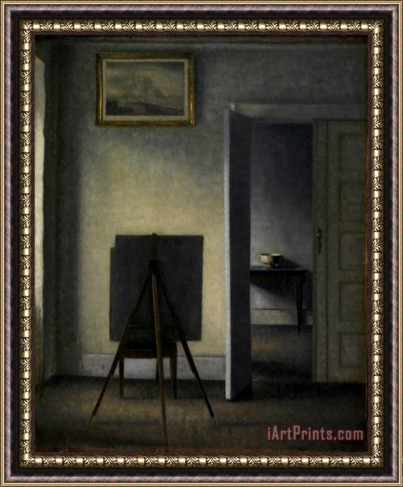 Vilhelm Hammershoi Interior with The Artist's Easel Framed Painting