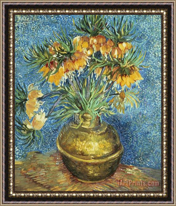 Vincent Van Gogh Crown Imperial Fritillaries in a Copper Vase Framed Painting