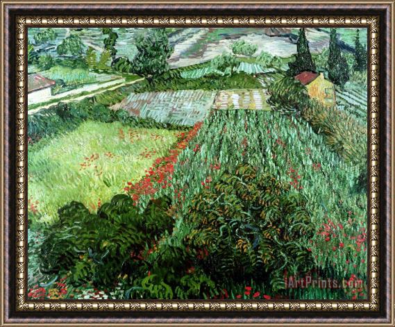 Vincent Van Gogh Field with Poppies Framed Painting
