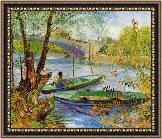 Vincent van Gogh Fishing In The Spring Framed Painting