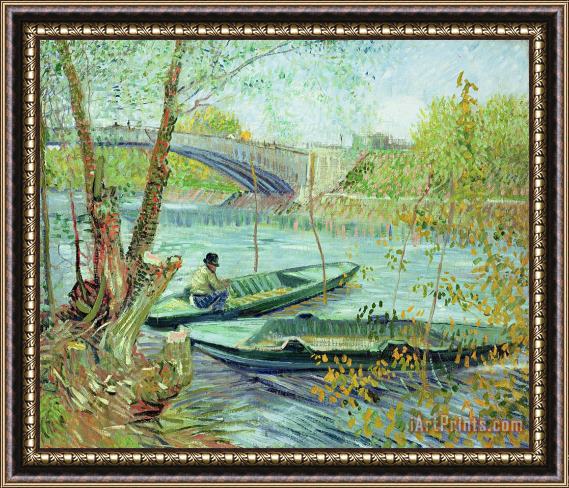 Vincent Van Gogh Fishing in the Spring Framed Painting