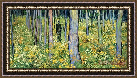 Vincent van Gogh Undergrowth with Two Figures Framed Painting