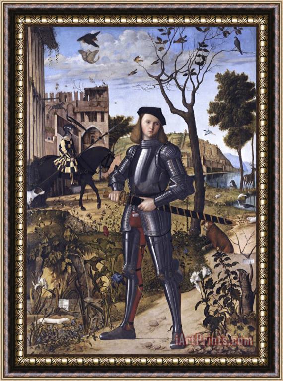 Vittore Carpaccio Young Knight in a Landscape (portrait of a Knight) Framed Painting