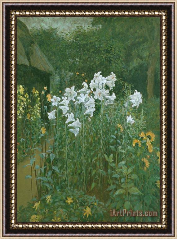 Walter Crane Madonna Lilies in a Garden Framed Painting