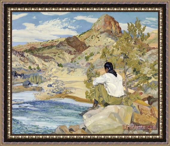 Walter Ufer On The Rio Grande (rio Grande November) Framed Painting
