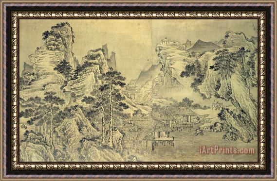Wang Wen View from the Keyin Pavilion on Paradise - Baojie Mountain Framed Painting