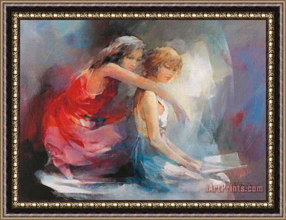 willem haenraets Two Girl Friends Ii Framed Painting
