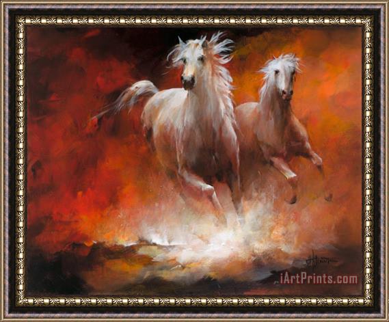 willem haenraets Wild Horses Ii Framed Painting
