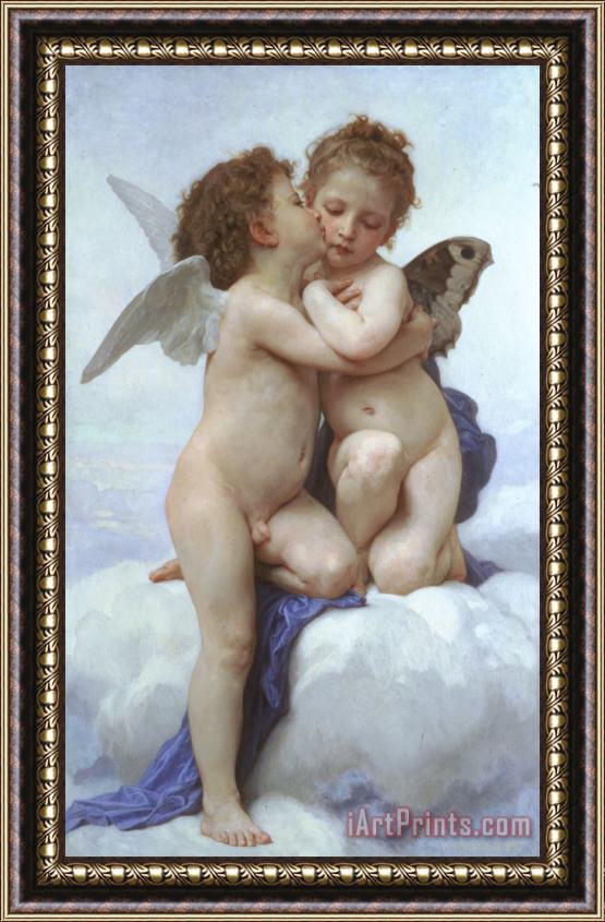 William Adolphe Bouguereau First Kiss Framed Painting