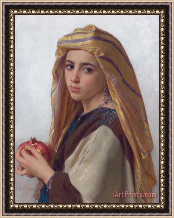 William Adolphe Bouguereau Girl with a Pomegranate Framed Painting