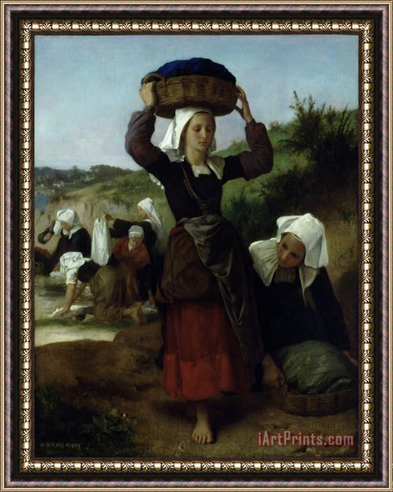 William Adolphe Bouguereau Washerwomen of Fouesnant Framed Painting