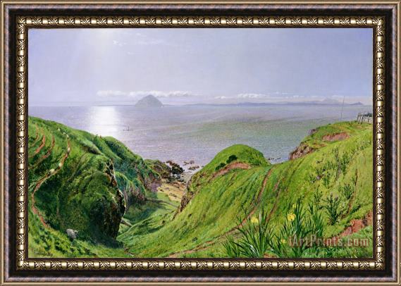 William Bell Scott A View of Ailsa Craig and the Isle of Arran Framed Painting