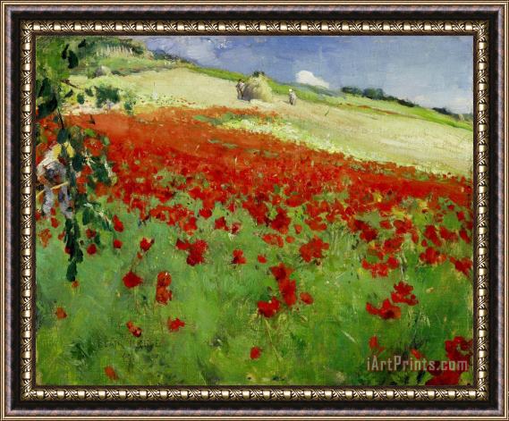 William Blair Bruce Landscape with Poppies Framed Painting