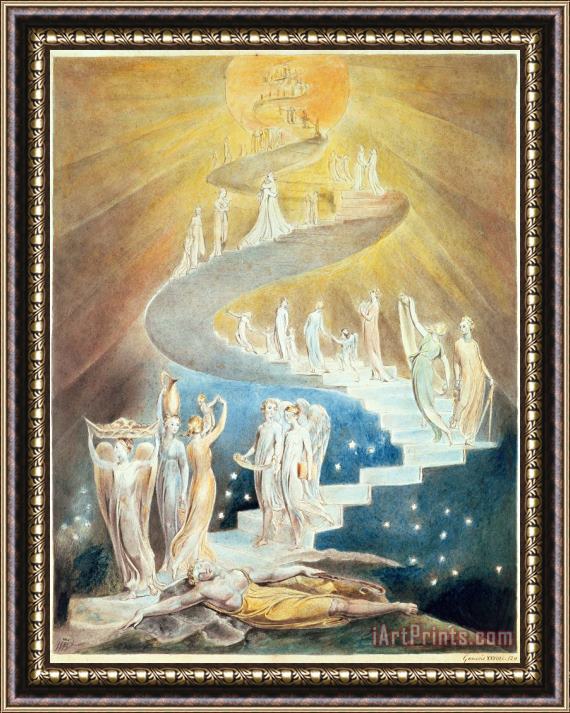 William Blake Jacobs Ladder Framed Painting