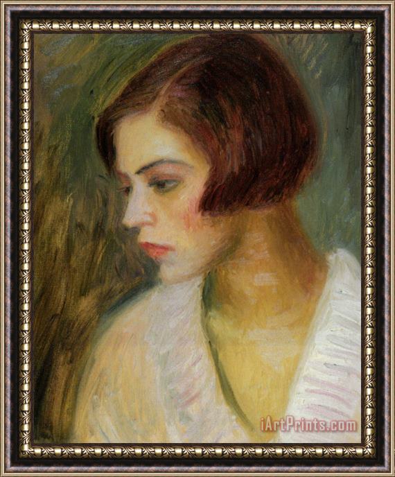 William Glackens Head of a French Girl Framed Painting