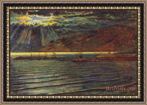 William Holman Hunt Fishingboats by Moonlight Framed Painting