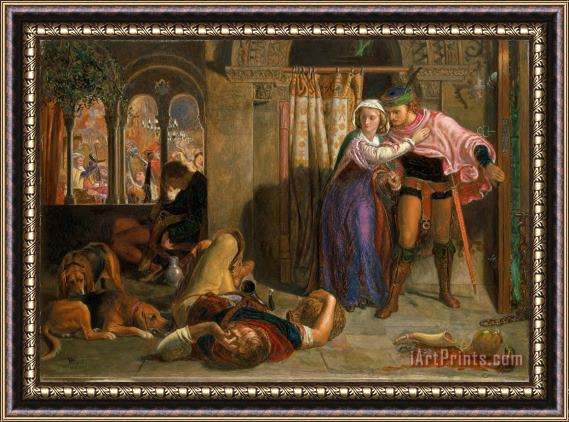 William Holman Hunt The Flight of Madeline And Porphyro During The Drunkenness Attending The Revelry (the Eve of St. Agnes) Framed Print