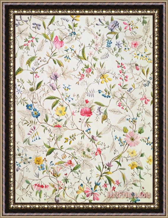 William Kilburn Wild flowers design for silk material Framed Painting