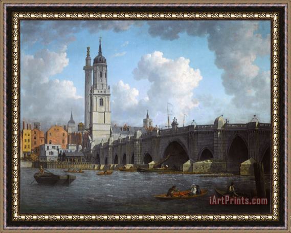 William Marlow A View of London Bridge Framed Painting