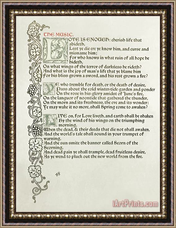 William Morris Love Is Enough Framed Painting
