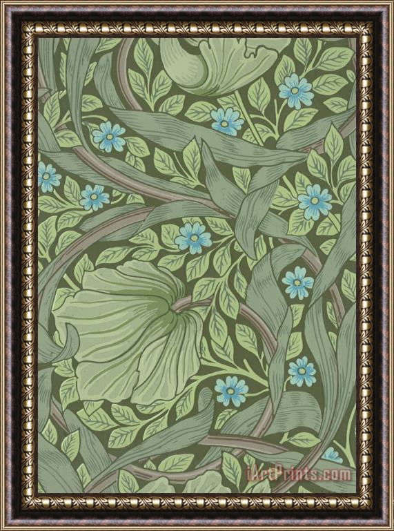 William Morris Wallpaper Sample with Forget Me Nots Framed Painting