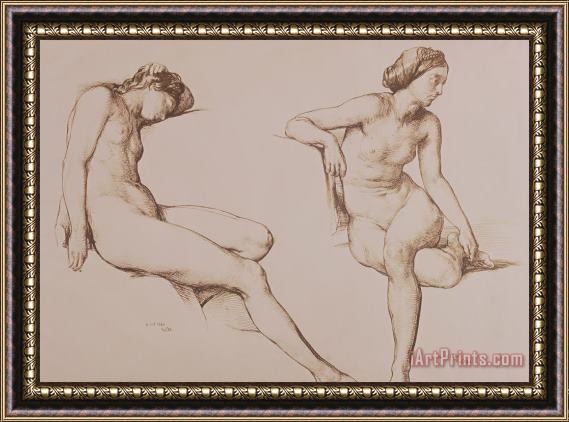 William Mulready Sepia Drawing of Nude Woman Framed Print