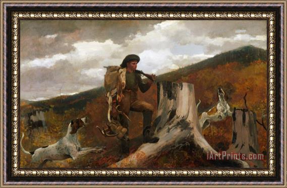 Winslow Homer A Huntsman And Dogs Framed Painting