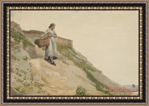 Winslow Homer Girl Carrying a Basket Framed Painting