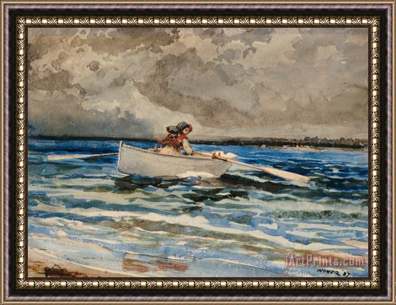 Winslow Homer Rowing at Prouts Neck Framed Print