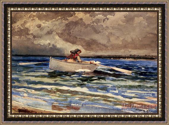 Winslow Homer Rowing at Prouts Neck Framed Print