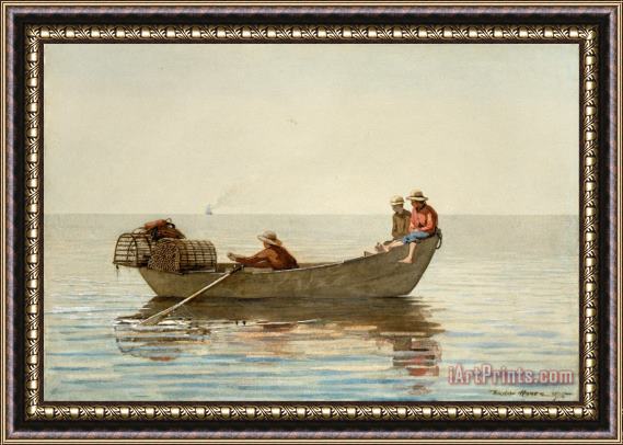 Winslow Homer Three Boys in a Dory with Lobster Pots Framed Print