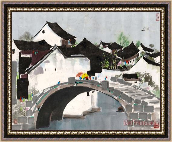 Wu Guanzhong Hometown of Jiangnan Framed Painting