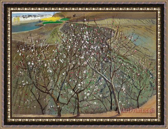 Wu Guanzhong Peach Blossoms, 1963 Framed Painting