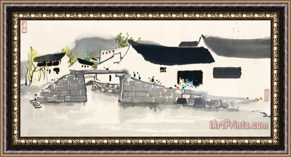 Wu Guanzhong Stone Bridge in Jiangnan Framed Painting
