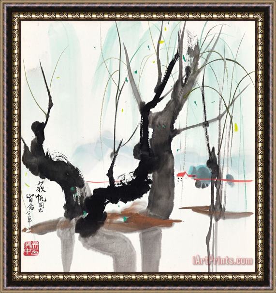 Wu Guanzhong Willow by The Riverbank Framed Print