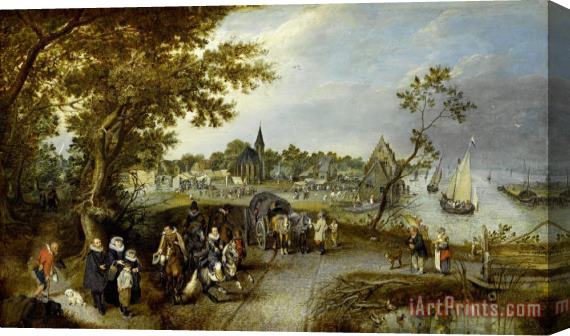 Adriaen Pietersz. van de Venne Landscape with Figures And a Village Fair (village Kermesse) Stretched Canvas Print / Canvas Art