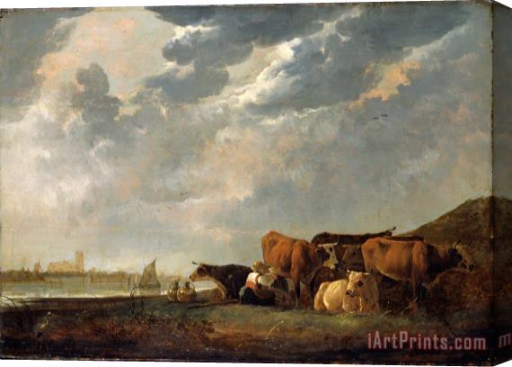 Aelbert Cuyp Cattle Near The Maas with Dordrecht in The Distance Stretched Canvas Print / Canvas Art