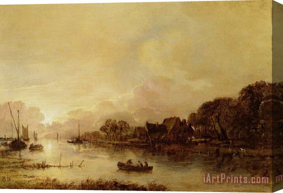 Aert van der Neer River landscape Stretched Canvas Print / Canvas Art