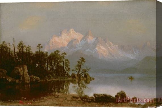 Albert Bierstadt Mountain Canoeing Stretched Canvas Print / Canvas Art
