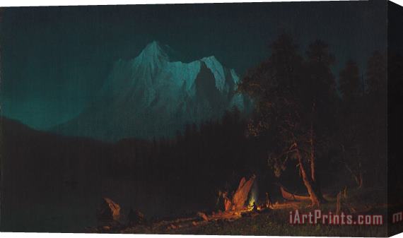Albert Bierstadt Mountainous Landscape By Moonlight Stretched Canvas Painting / Canvas Art