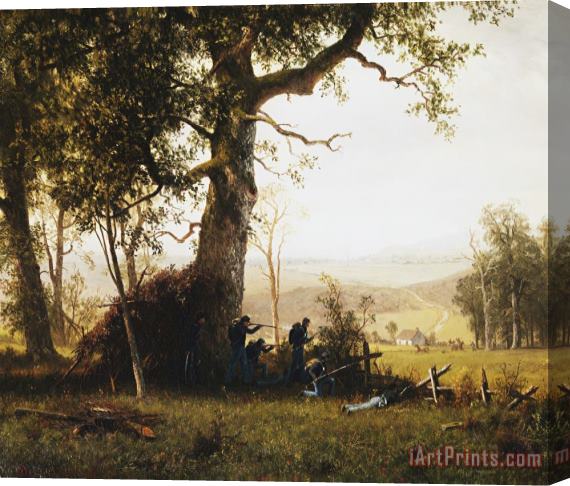 Albert Bierstadt Union Soldiers Fighting in The Field Stretched Canvas Print / Canvas Art