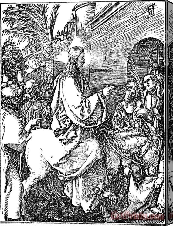 Albrecht Durer Jesus On The Donkey Palm Sunday Etching Stretched Canvas Print / Canvas Art