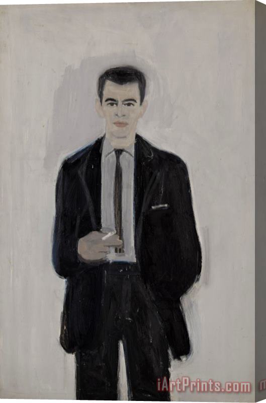 Alex Katz Self Portrait (cigarette) Stretched Canvas Print / Canvas Art