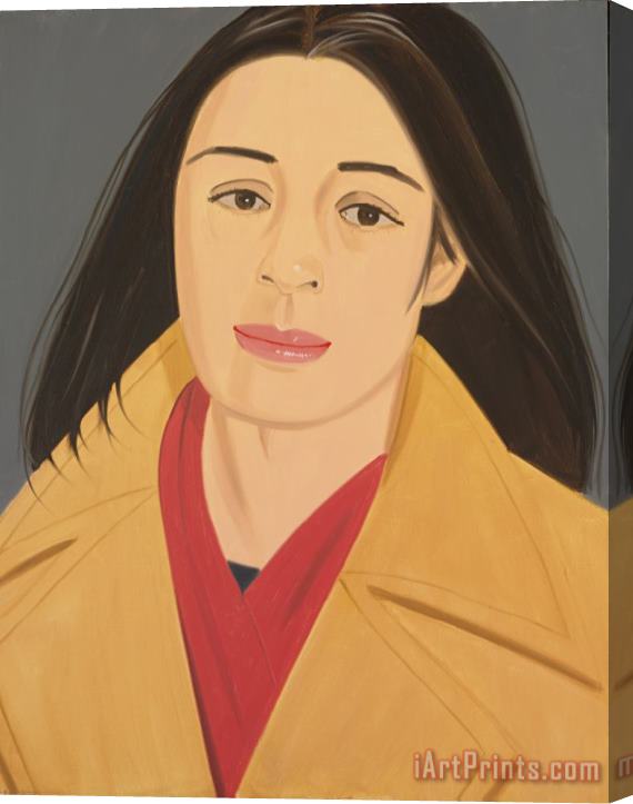 Alex Katz The Red Scarf (ada in Polo Coat) Stretched Canvas Print / Canvas Art