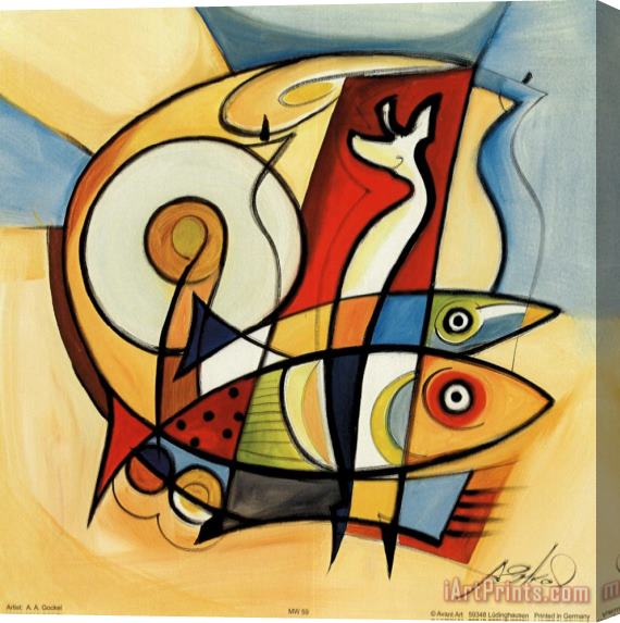 alfred gockel Sun Fish Ii Stretched Canvas Painting / Canvas Art