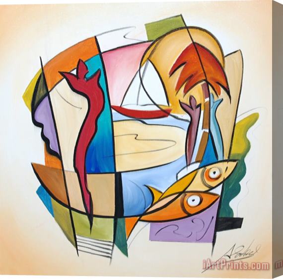 alfred gockel Sun Fish Iii Stretched Canvas Print / Canvas Art