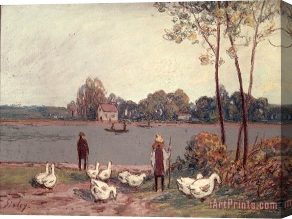 Alfred Sisley On The Banks of The Loing Stretched Canvas Print / Canvas Art