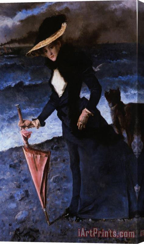 Alfred Stevens Le Coup De Vent Stretched Canvas Painting / Canvas Art